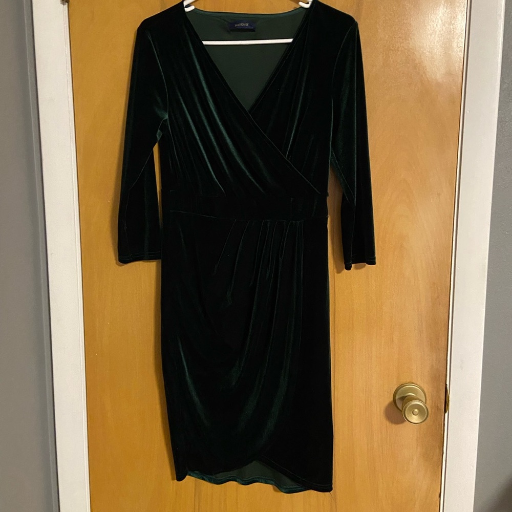 Green velvet dress